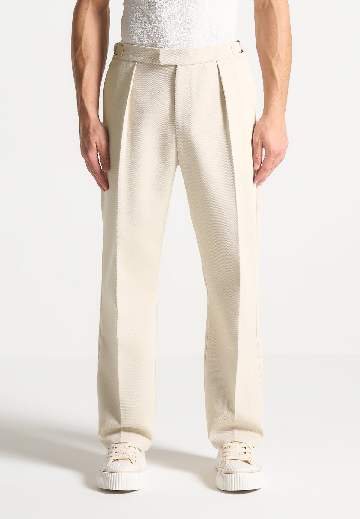 Tailored Twill Trousers with Button Flap Pockets