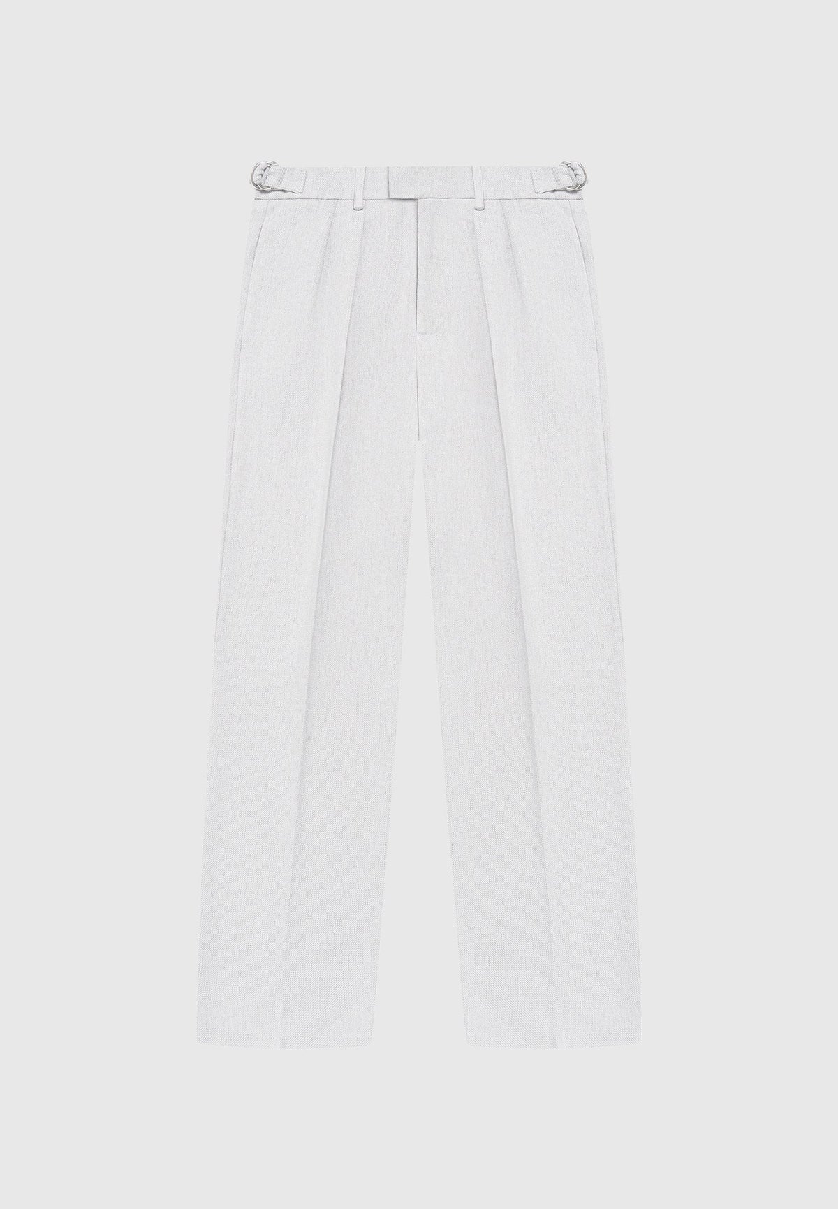 Pierre - Relaxed Fit Textured Pleated Tailored Trousers - Light Grey