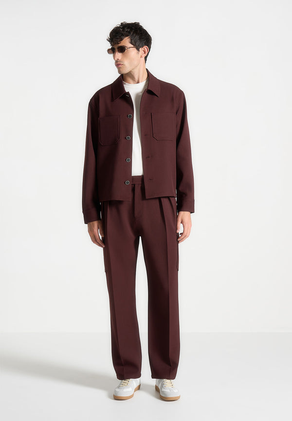 Benoit - Twill Pocket Cropped Shirt - Wine Red