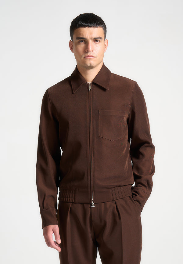 Twill Tailored Jacket - Brown