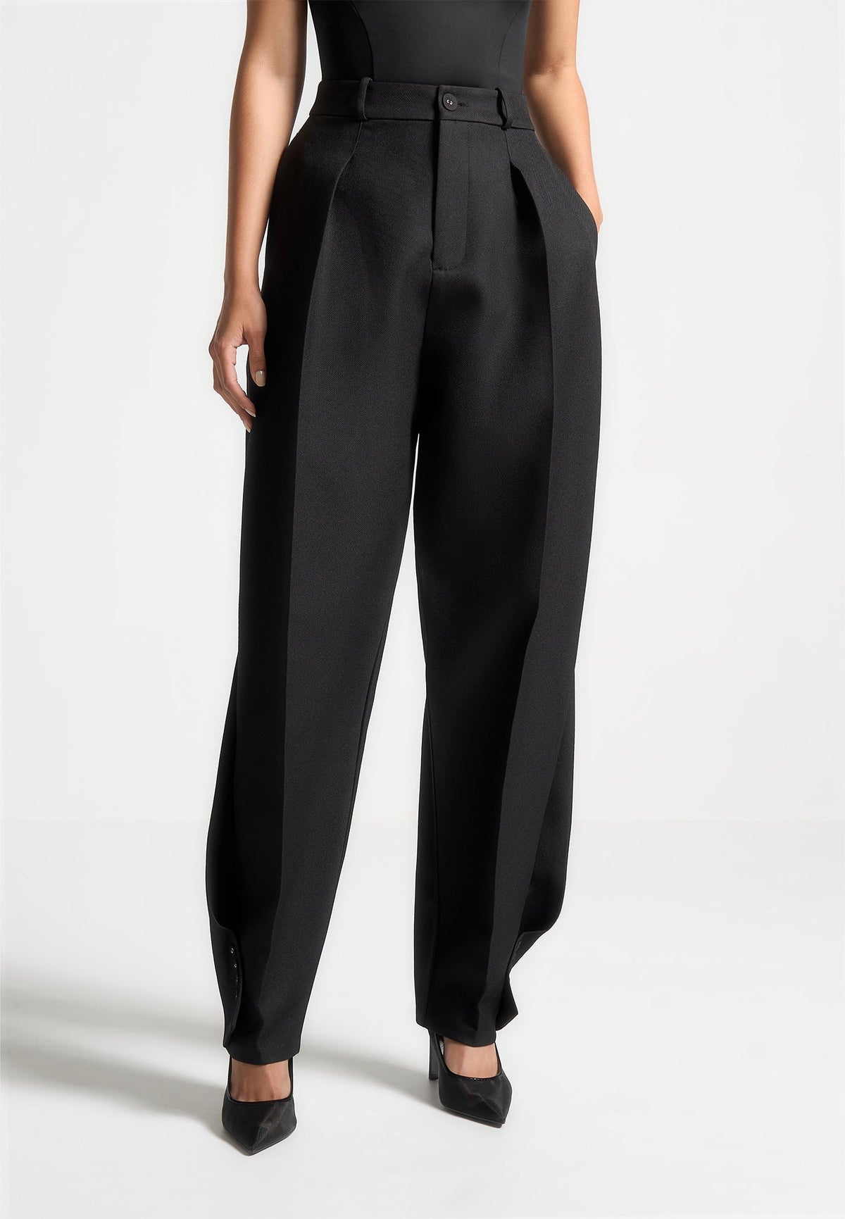 Sophie - Twist Leg Tailored Trousers - Black