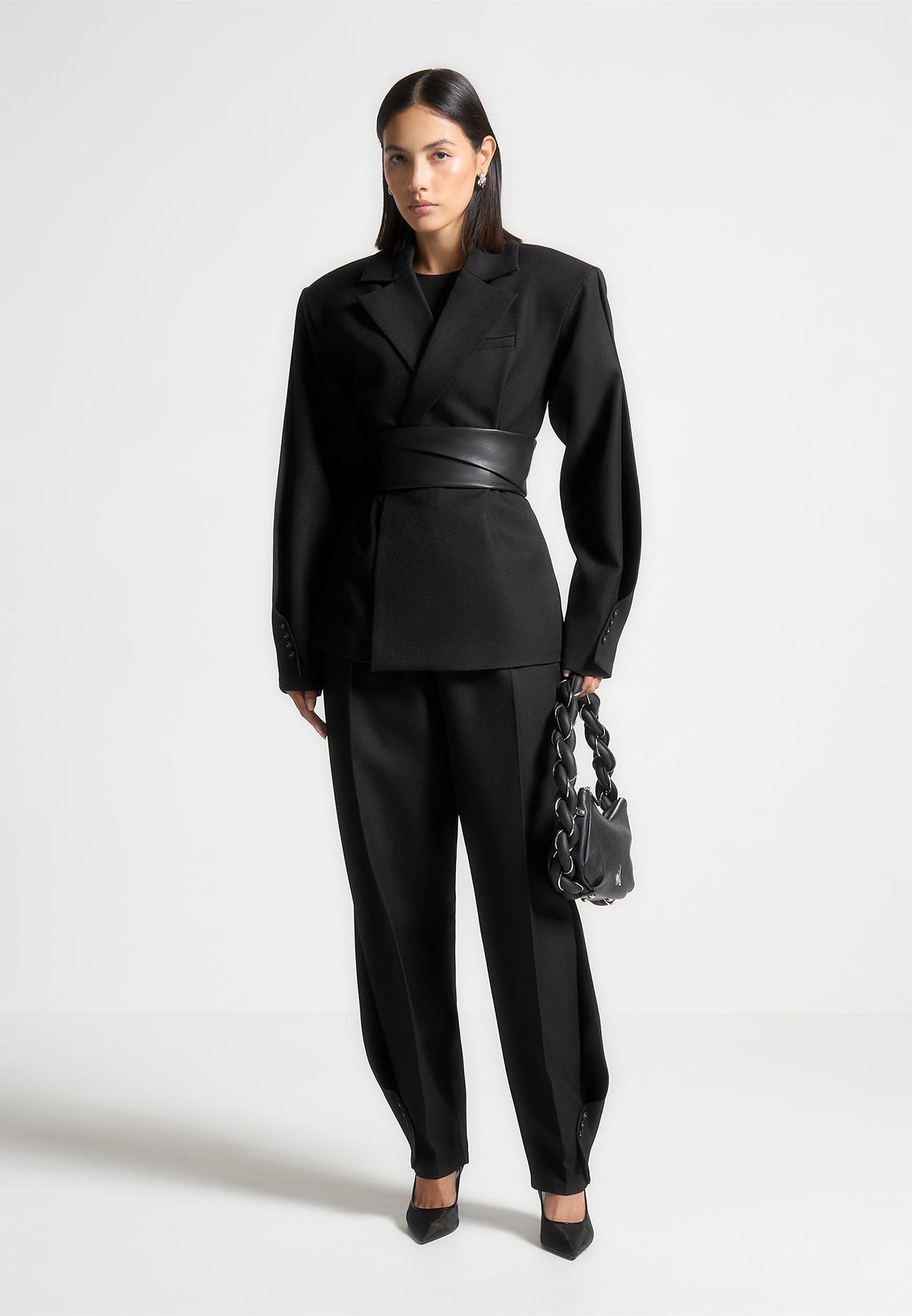 Sophie - Twist Leg Tailored Trousers - Black