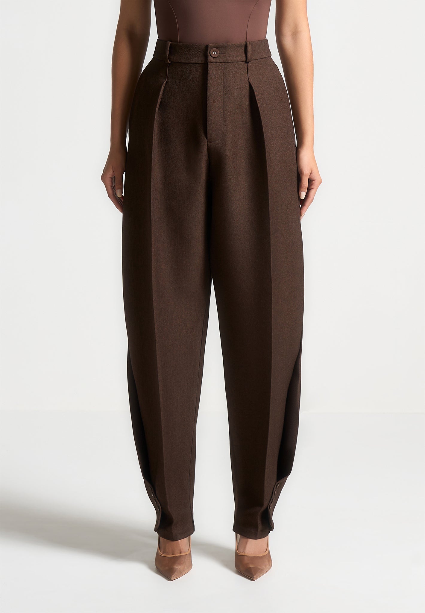 sophie-twist-leg-tailored-trousers-brown
