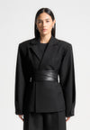twist-sleeve-tailored-blazer-with-belt-black