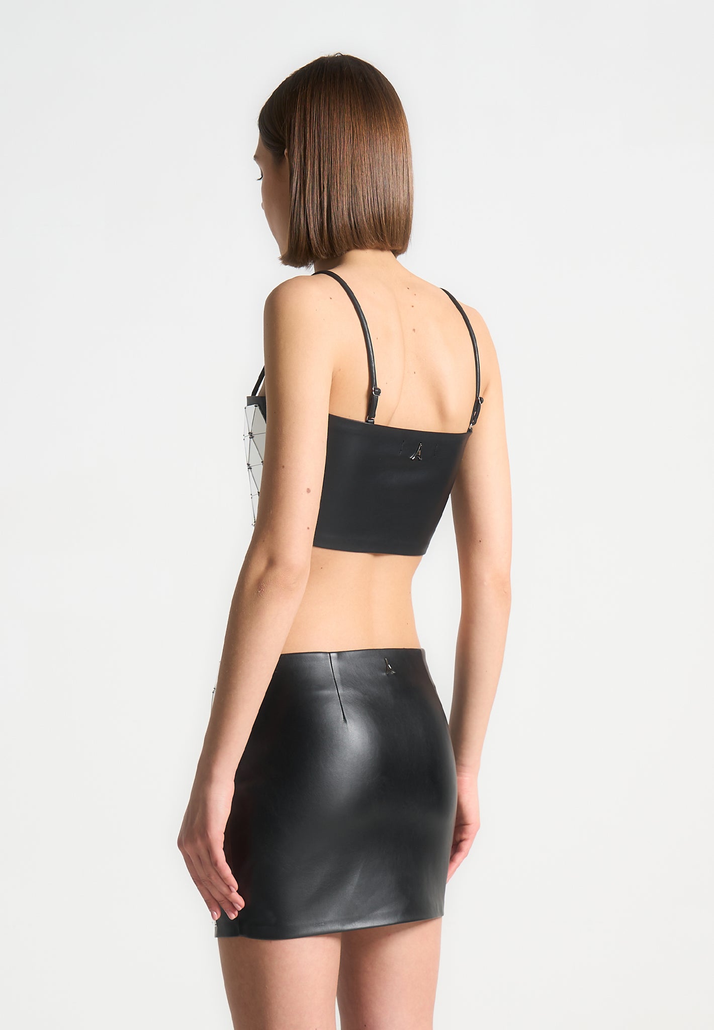 vegan-leather-mirrored-bandeau-top-silver-black