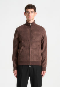 Suede Padded Jacket - Brown