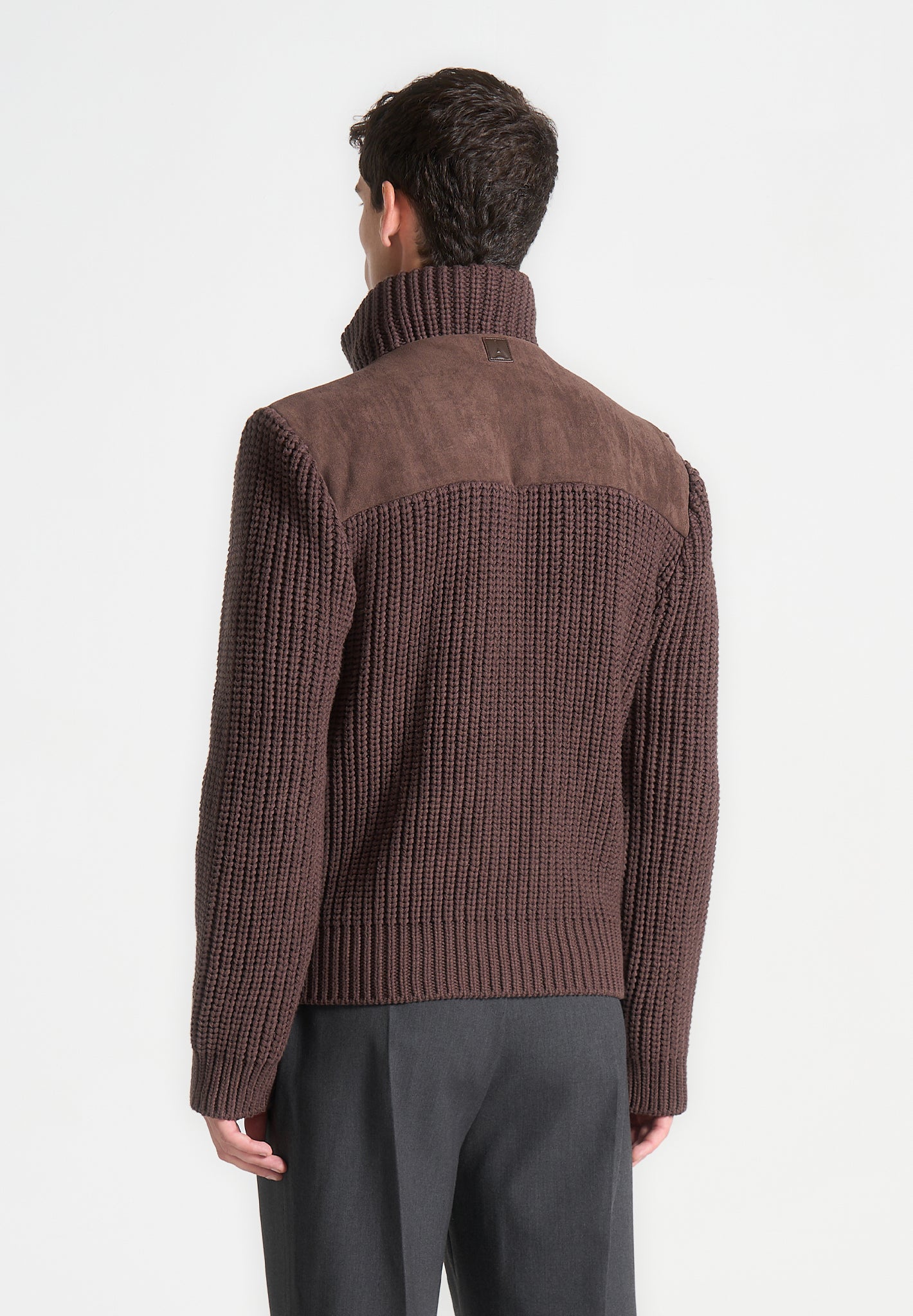 Suede Knit Jacket Brown Maniere De Voir