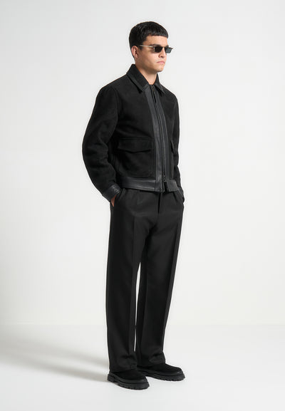 vegan-suede-pebbled-leather-jacket-black