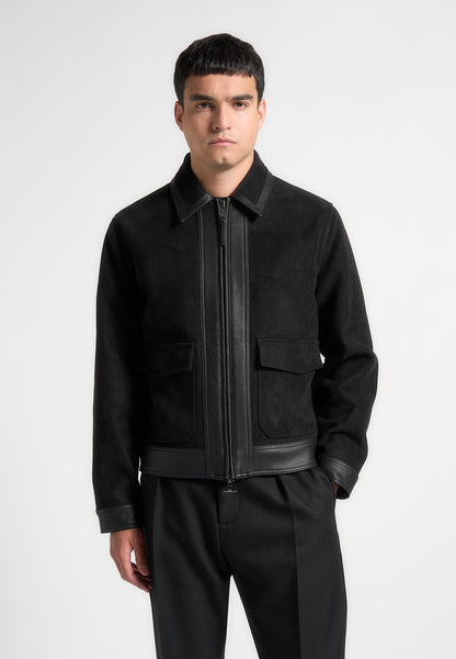 Suede & Pebbled Leather Jacket - Black | Manière De Voir