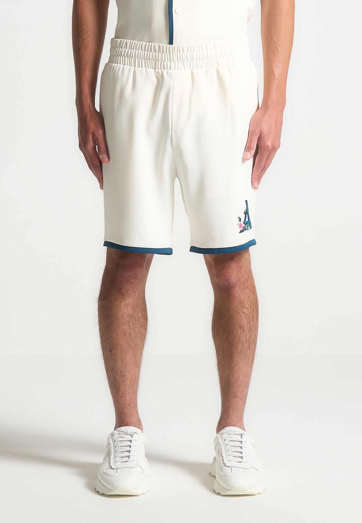 Timo - Velvet Eiffel Shorts - Cream/Blue