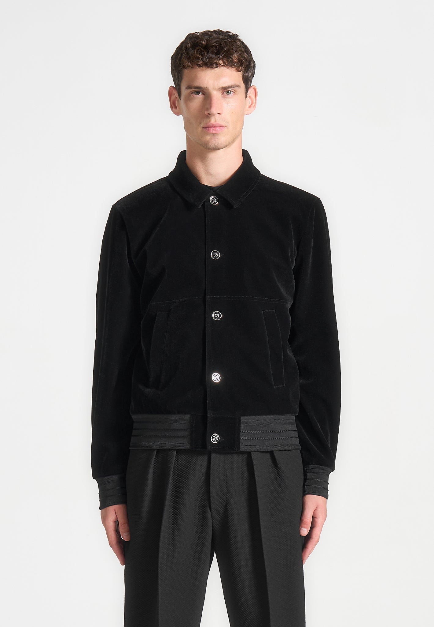 Velvet Trucker Jacket Black Manière De Voir