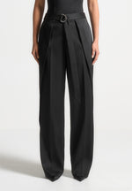 foldover-sateen-trousers-with-d-ring-belt-black