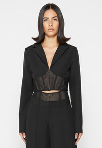 Blazer with Mesh Corset - Black