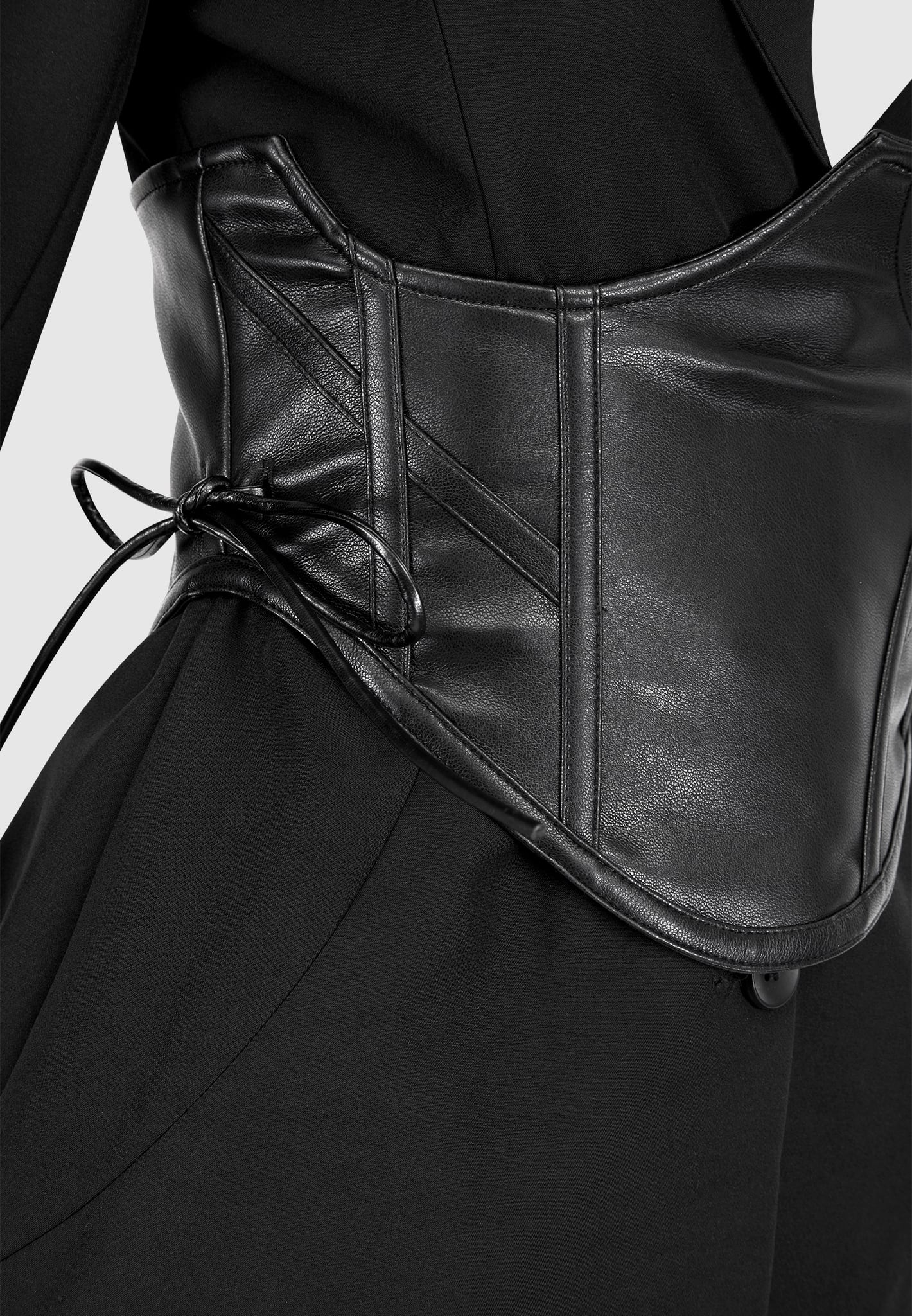 Blazer with Vegan Leather Corset - Black | Manière De Voir