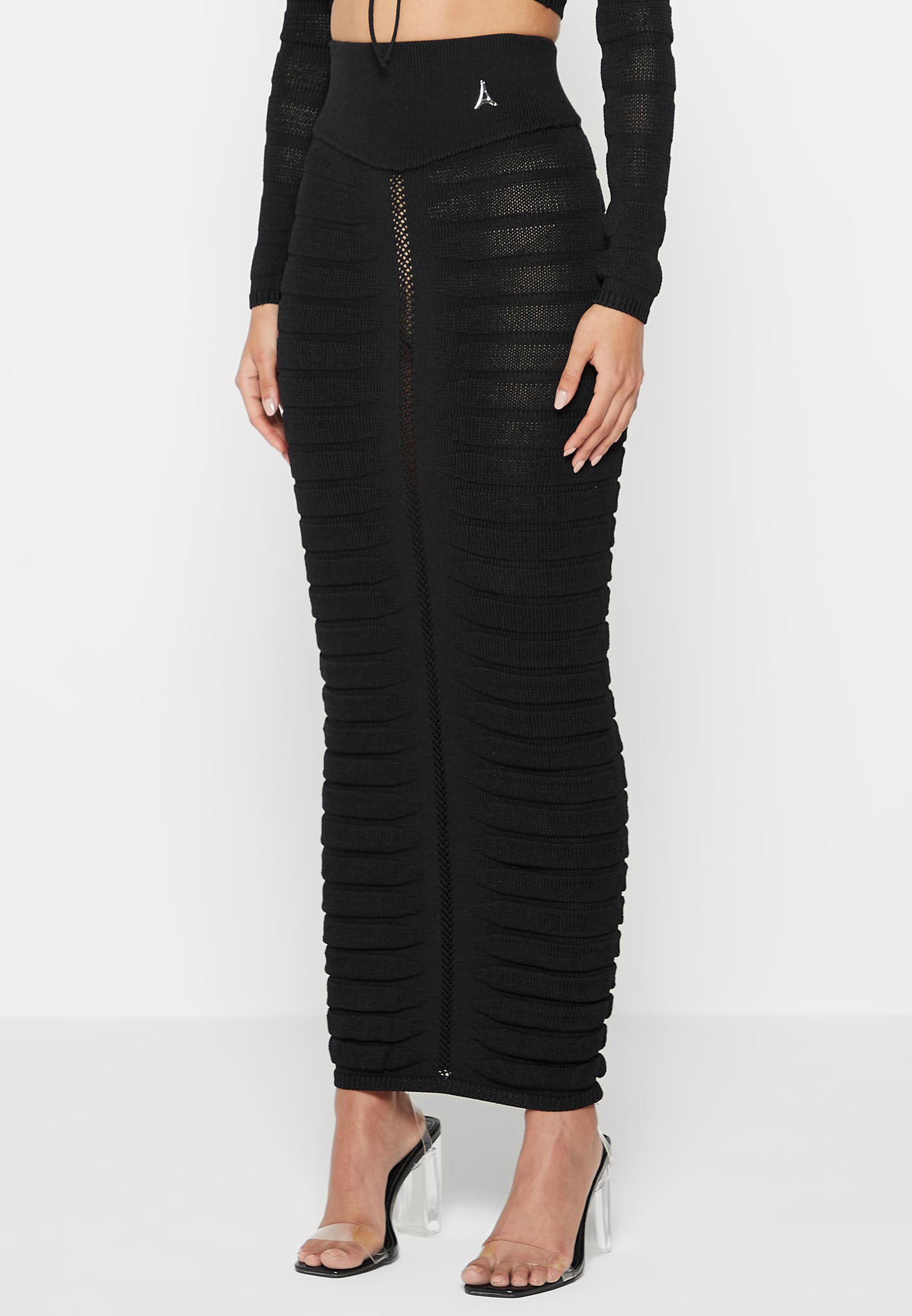 Long black on sale skirt knit