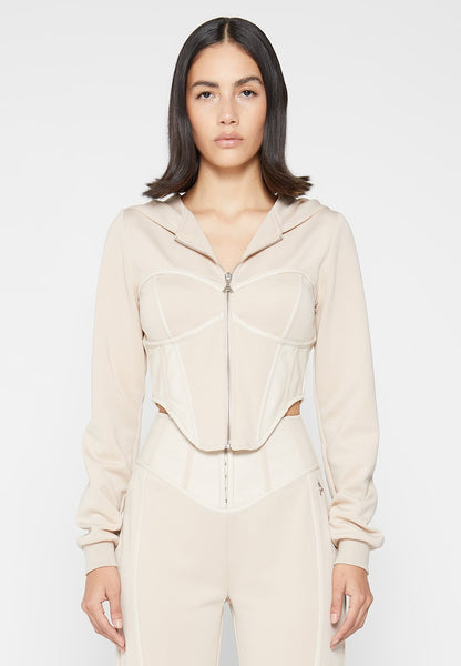 Corset Hoodie with Leather - Beige | Manière De Voir