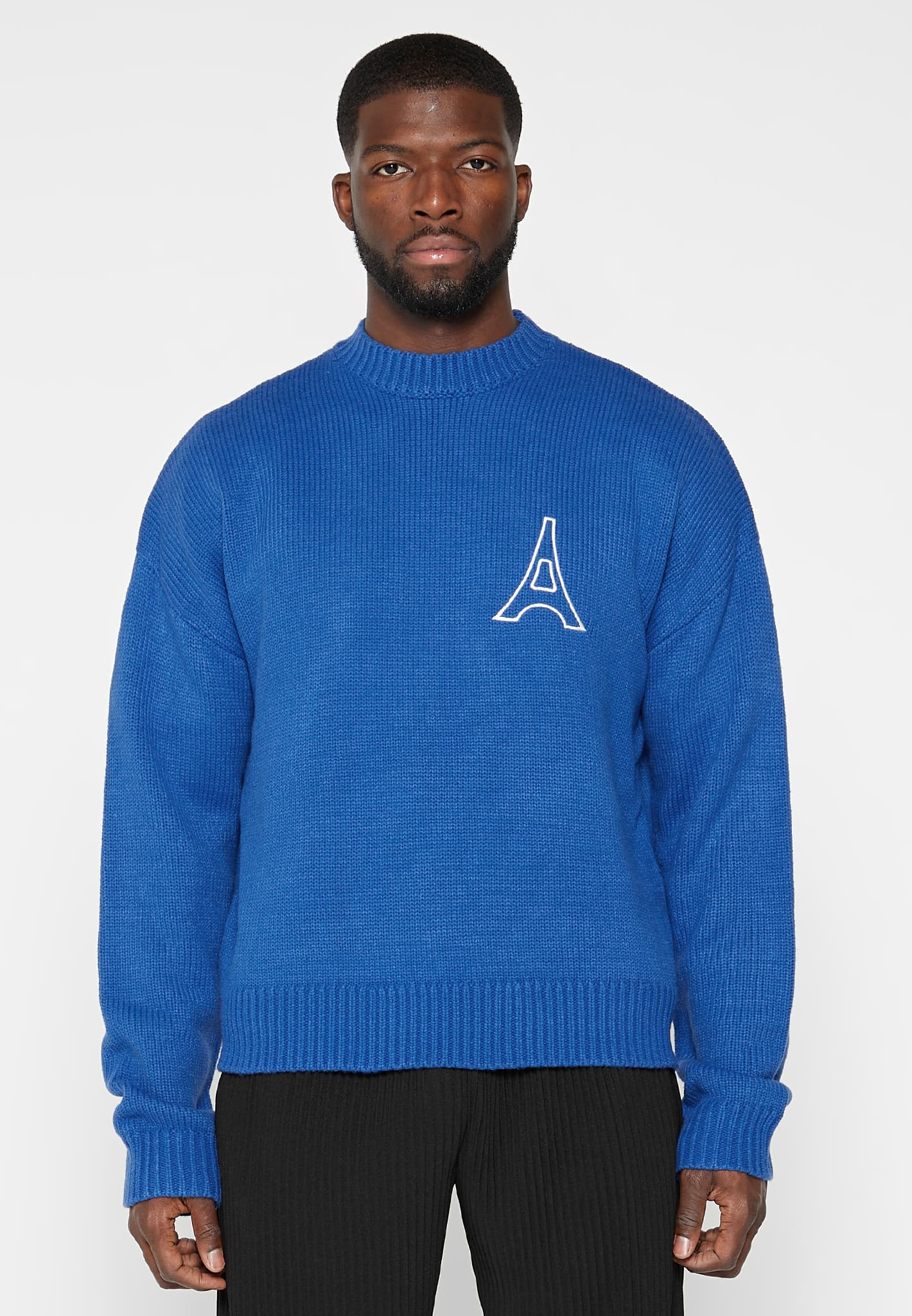Eiffel Outline Knitted Jumper - Cobalt Blue