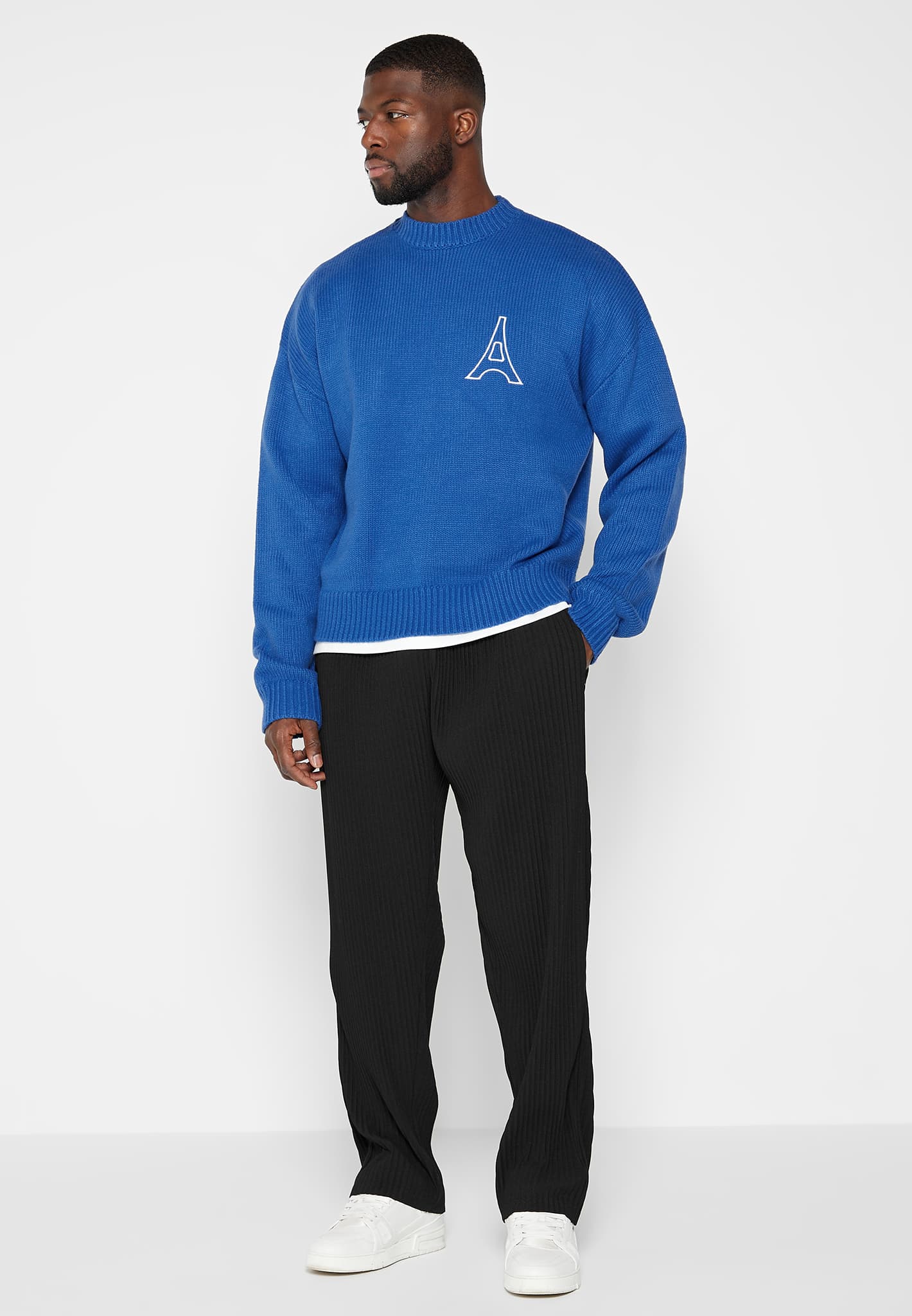 Eiffel Outline Knitted Jumper - Cobalt Blue