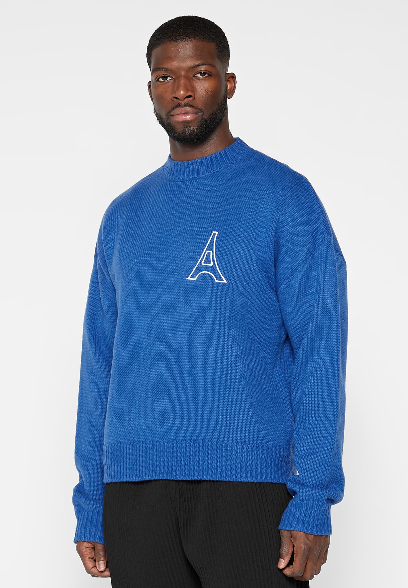 Eiffel Outline Knitted Jumper - Cobalt Blue