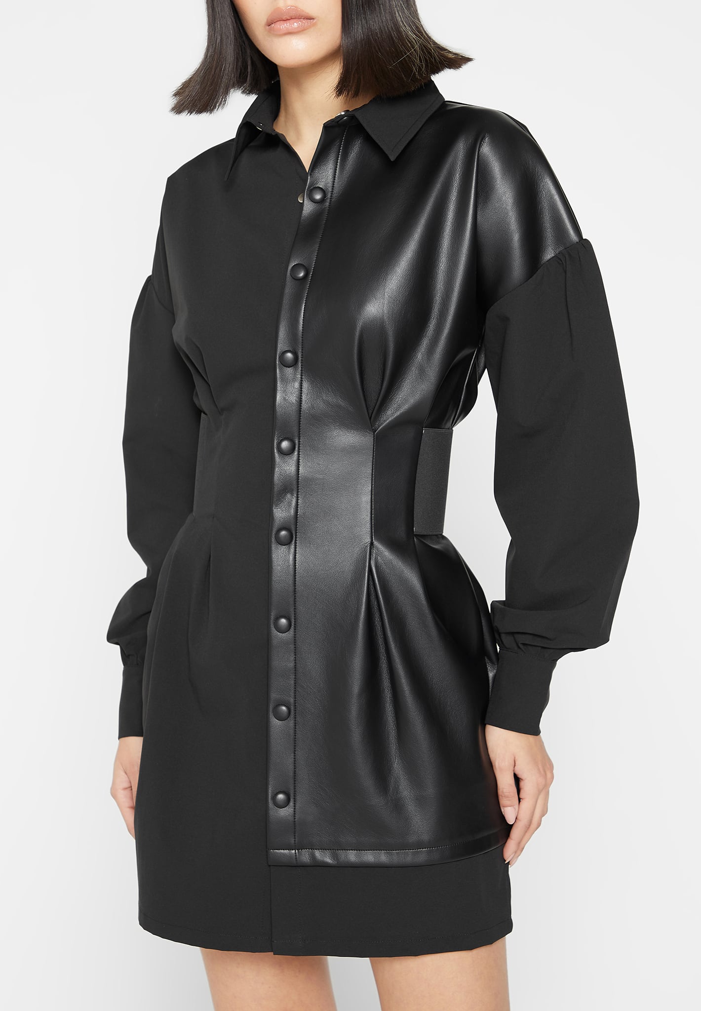 half-vegan-leather-shirt-dress-black-1