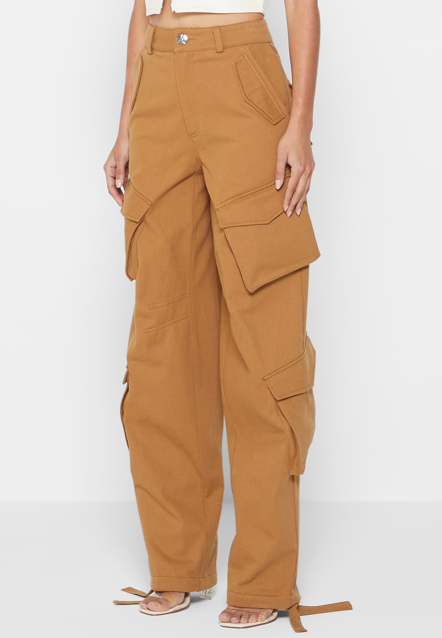 High waisted on sale khaki cargo pants