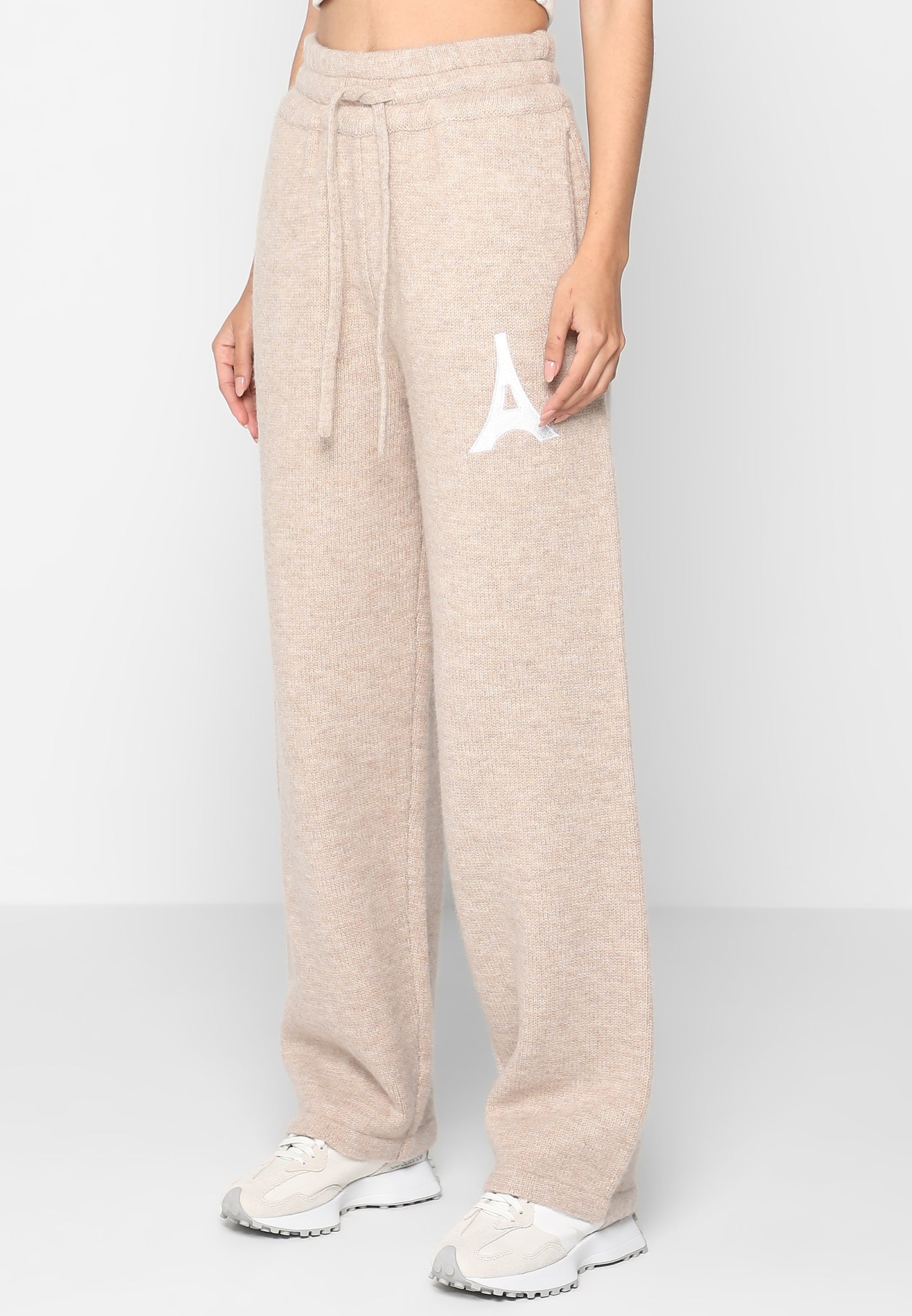 Beige joggers sales