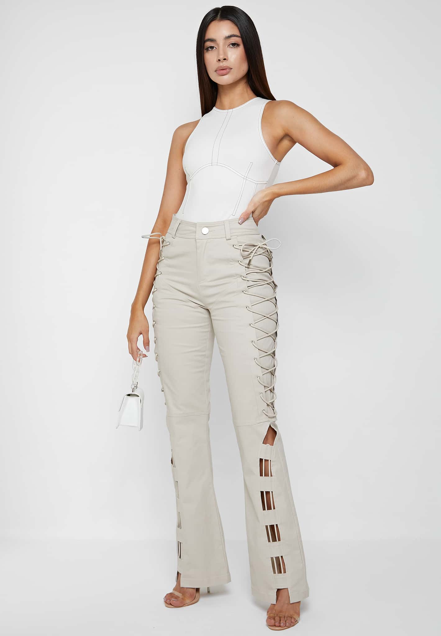 Taupe lace Trousers – Hyphen
