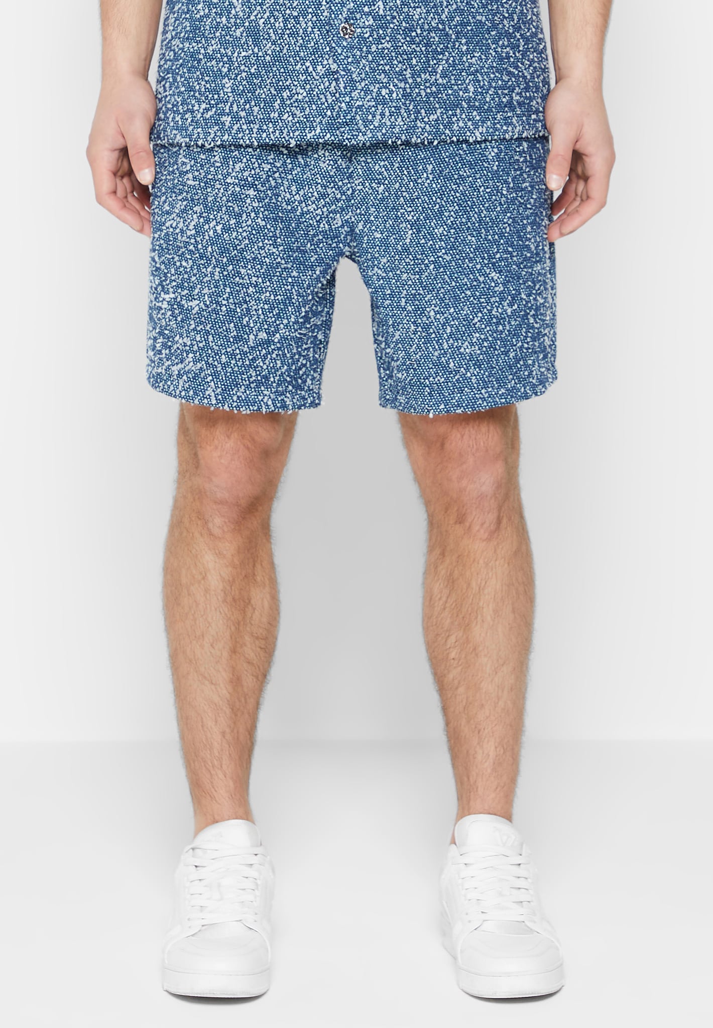 Mid blue denim sales shorts