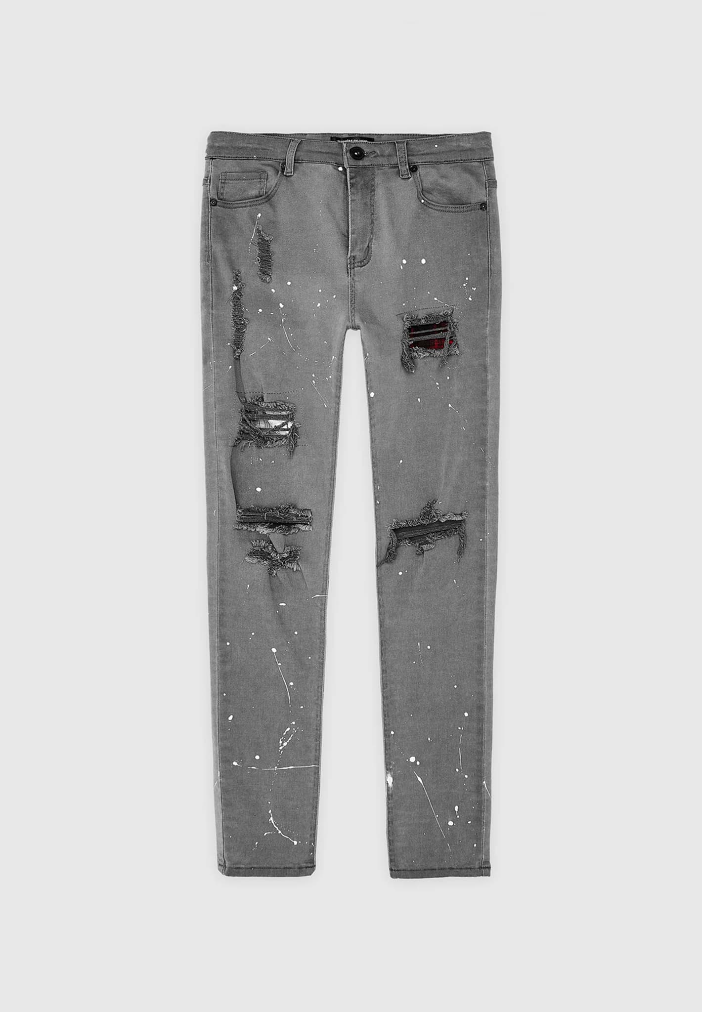 Patchwork Paint Splatter Jeans - Stonewash Grey | Manière De Voir