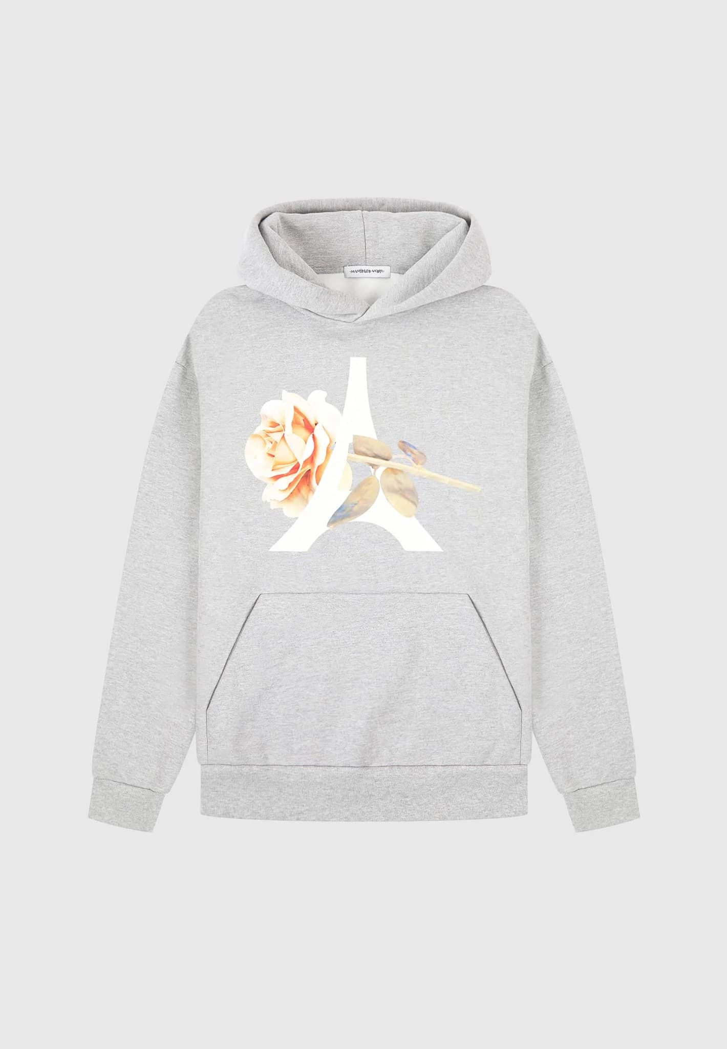 Eiffel Flower Print Hoodie - Grey