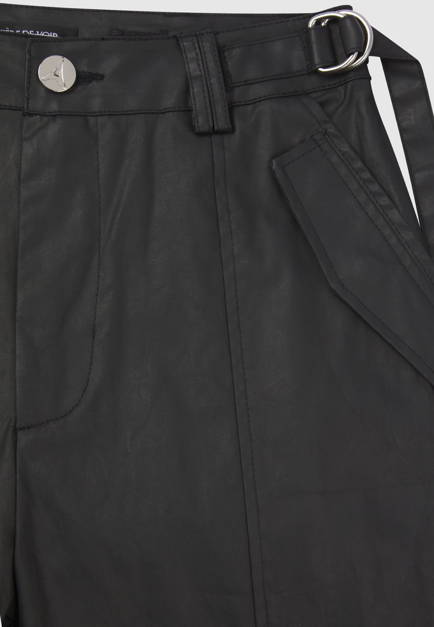 Mid Rise Waxed Cargo Pants - Black | Manière De Voir