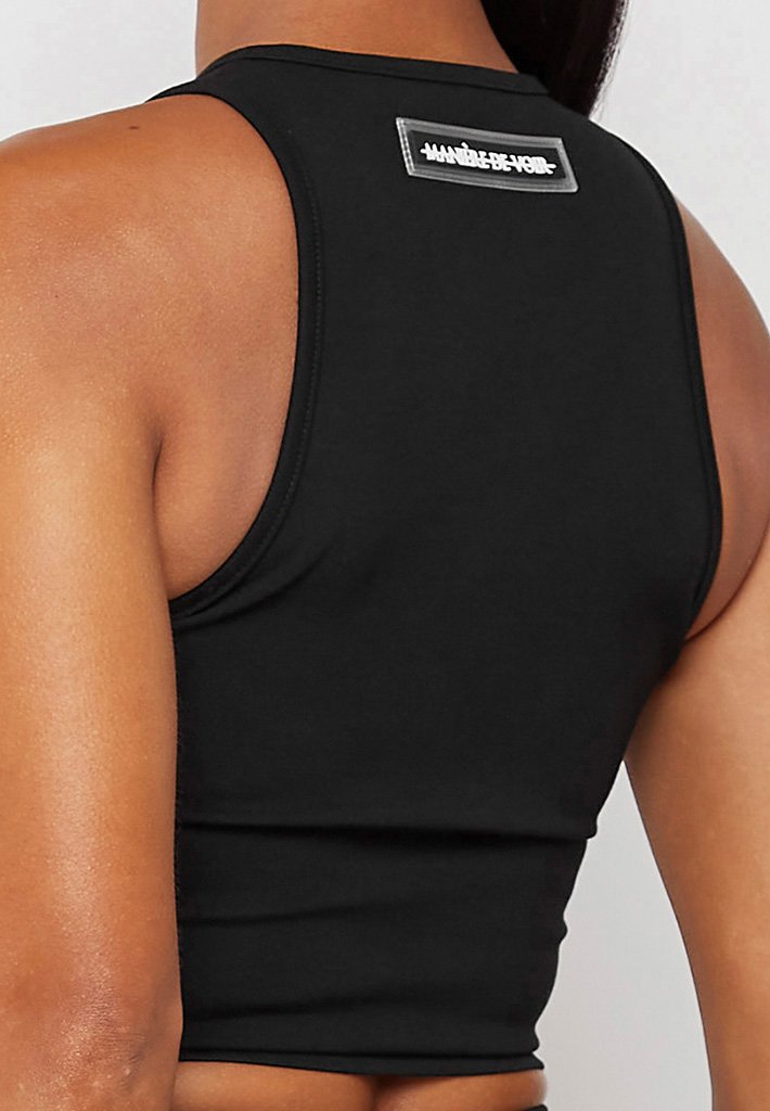 Reflective Piped Crop Top - Black