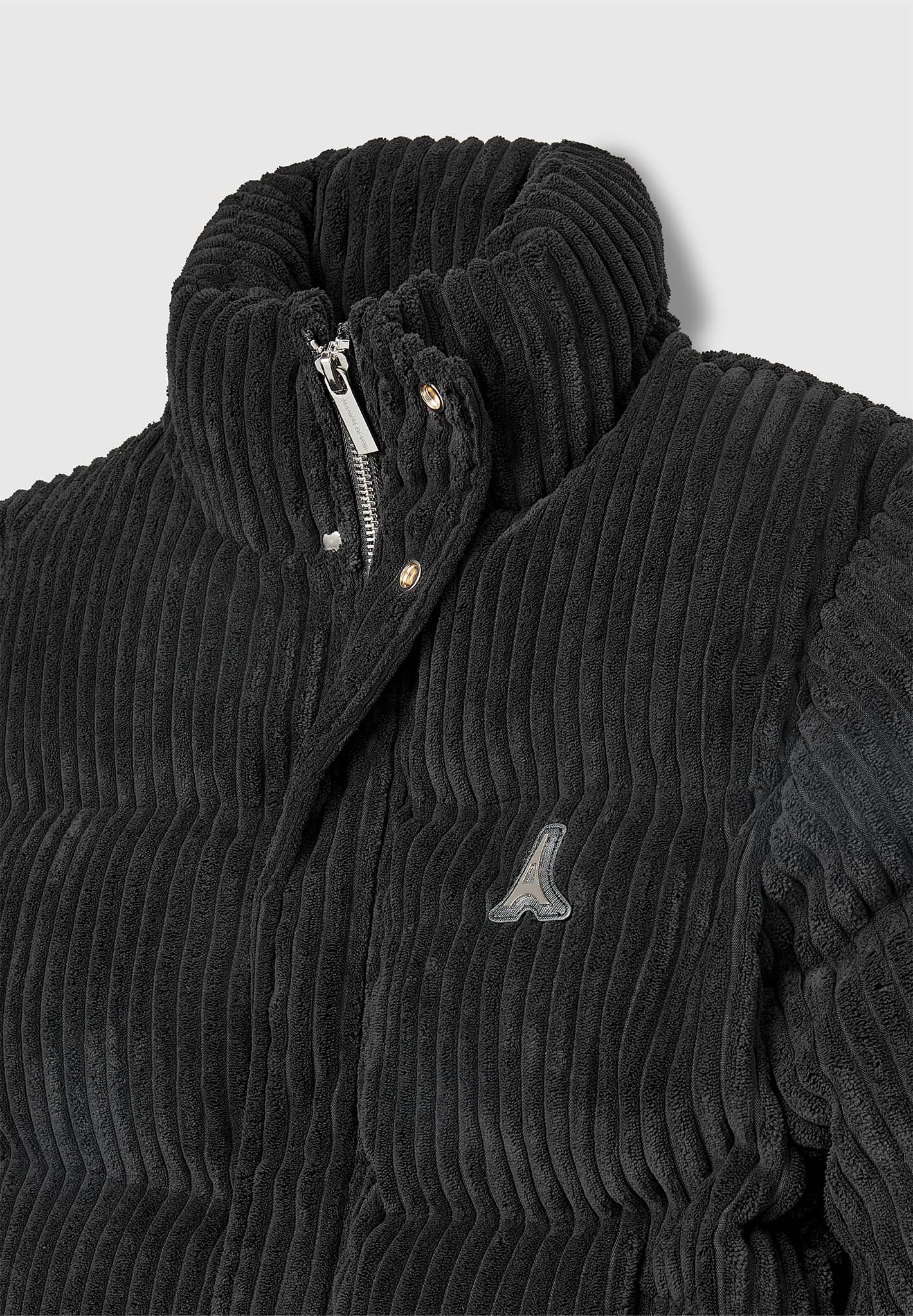Black ribbed best sale puffer jacket