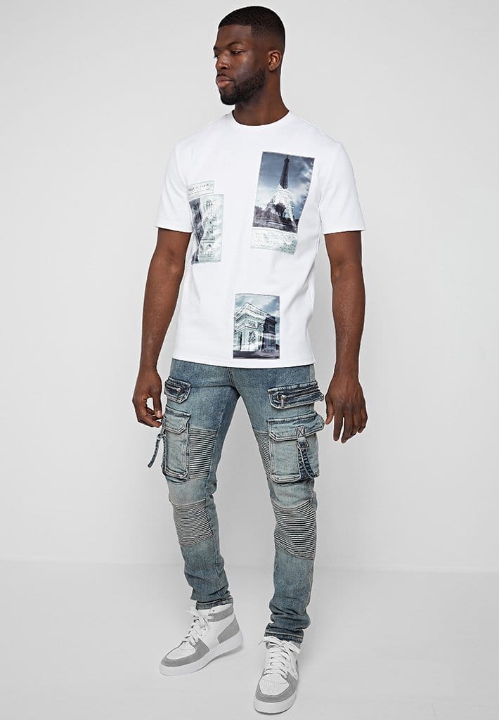 Ribbed Cargo Strap Jeans Stonewash Blue Manière De Voir