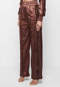 Satin and Velvet Trousers - Brown