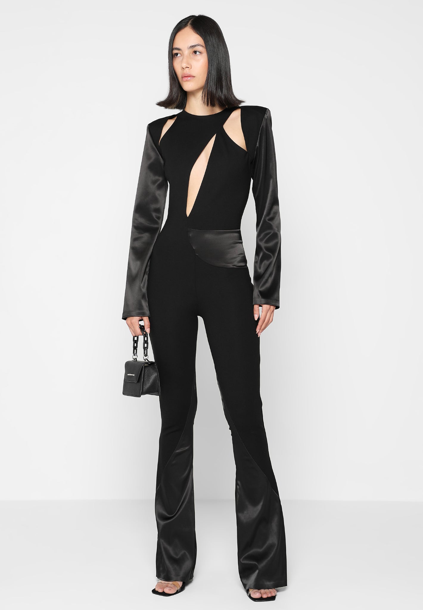 satin-and-bandage-flared-jumpsuit-black