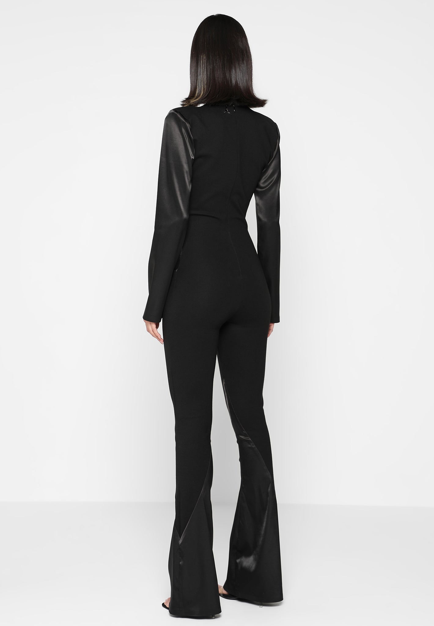 satin-and-bandage-flared-jumpsuit-black