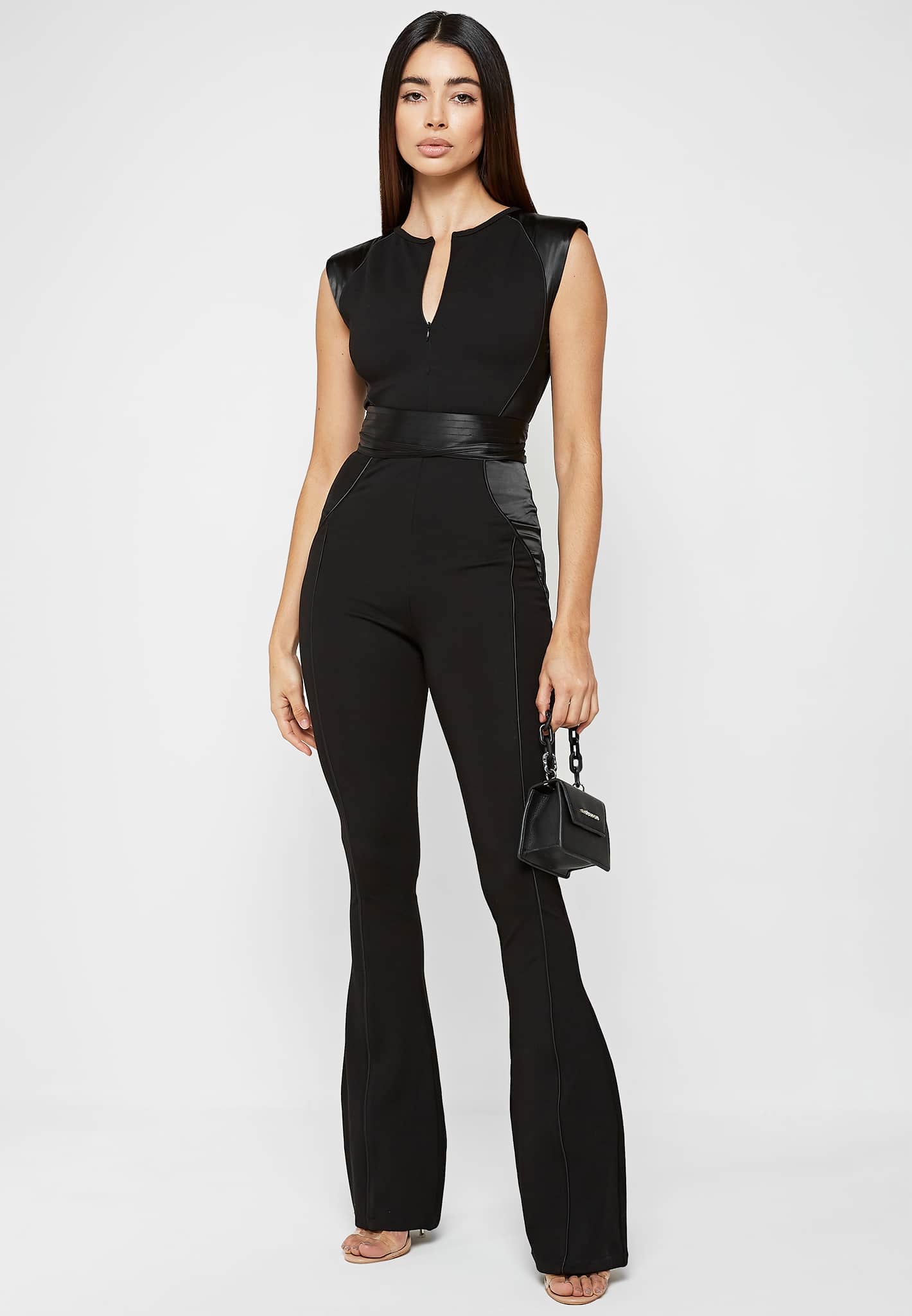 satin-contour-flared-jumpsuit-black