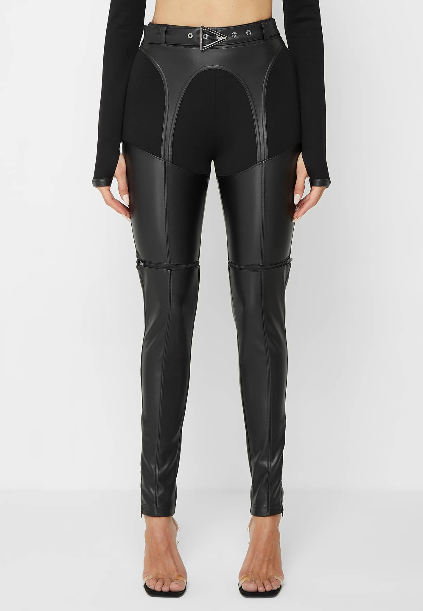 Zip Off Vegan Leather Leggings/Shorts - Black