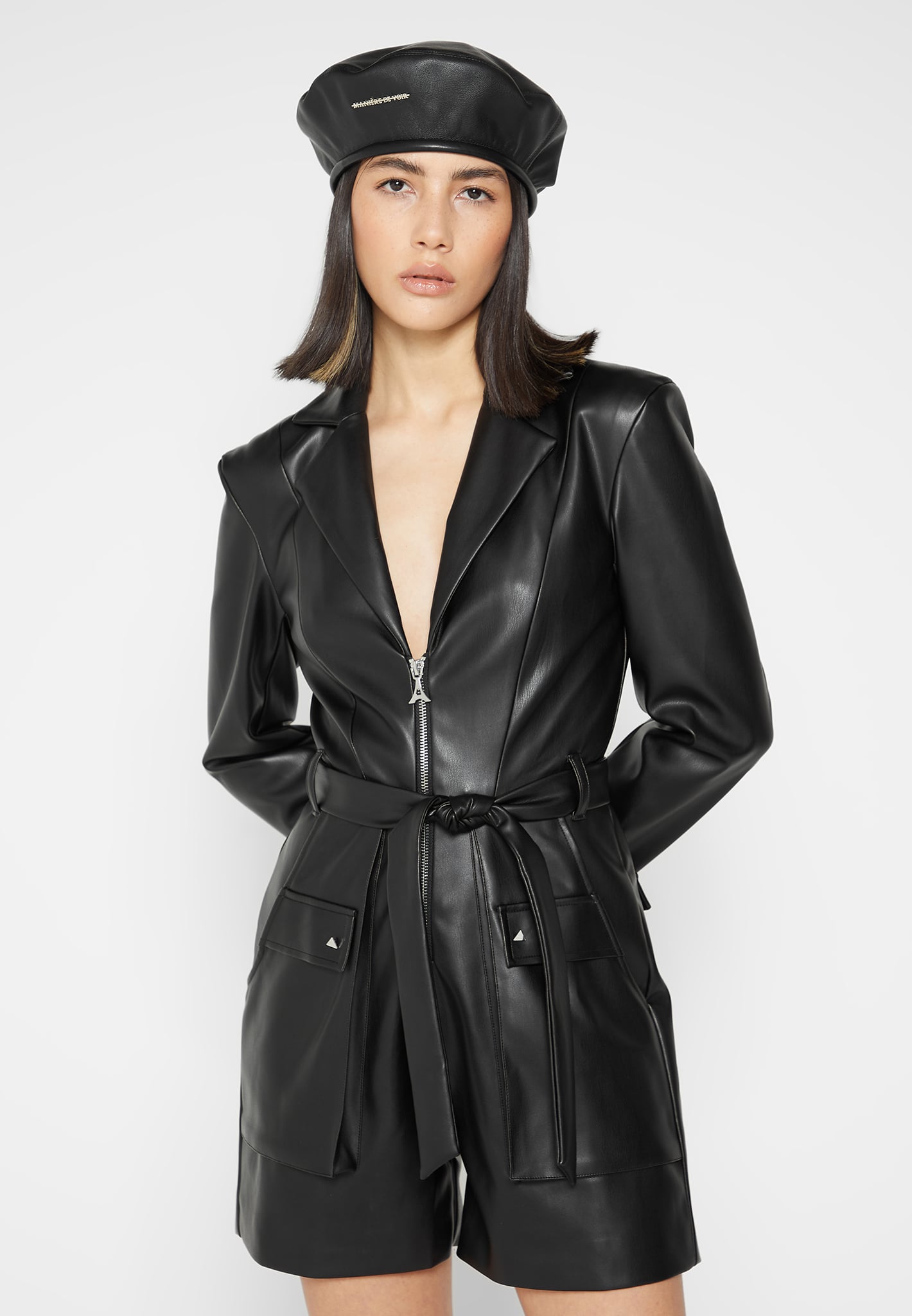 vegan-leather-blazer-playsuit-black