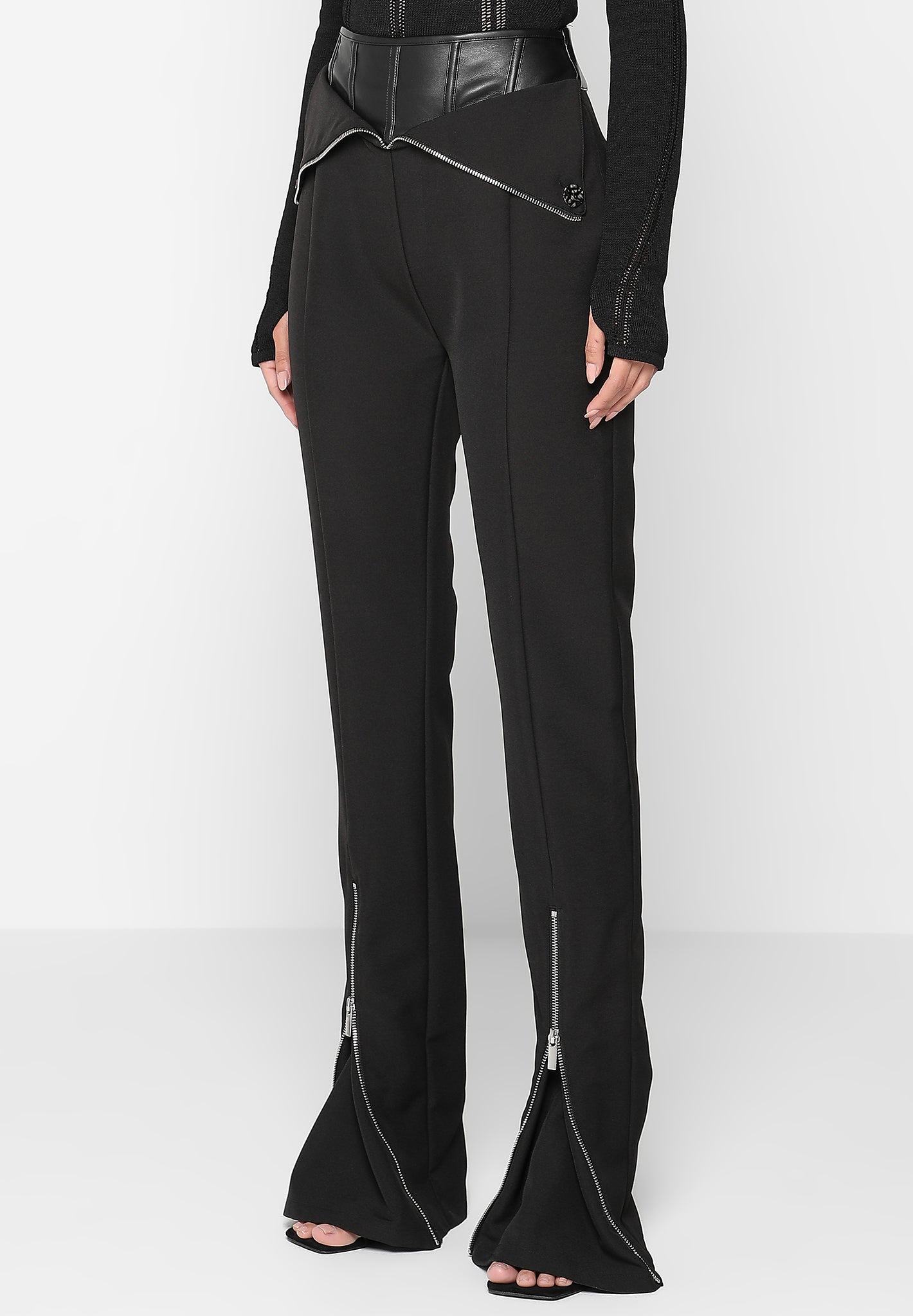 Wide pull-on trousers - Black/White - Ladies | H&M IN