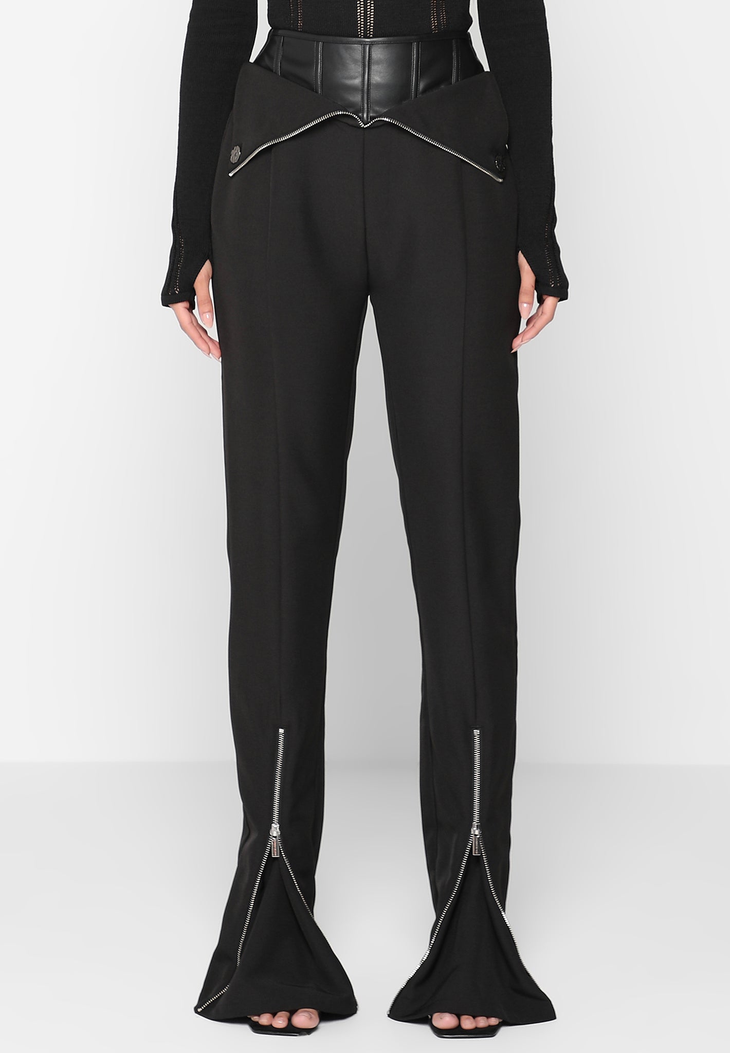 Zip Neoprene Trousers - Black