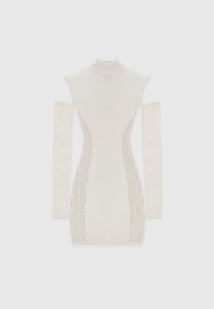 knitted-contour-dress-with-vegan-leather-sleeves-beige