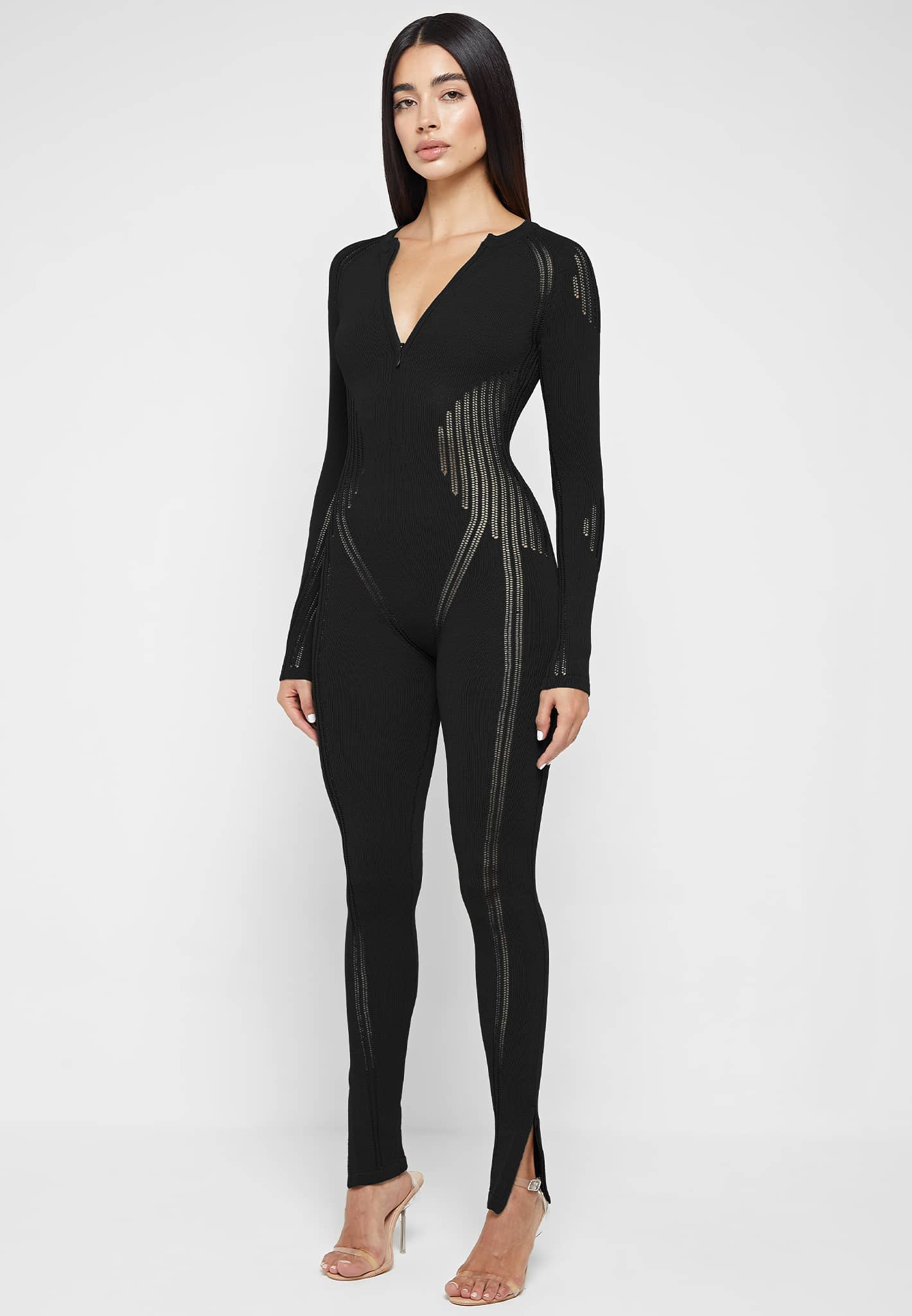 Black knit best sale jumpsuit