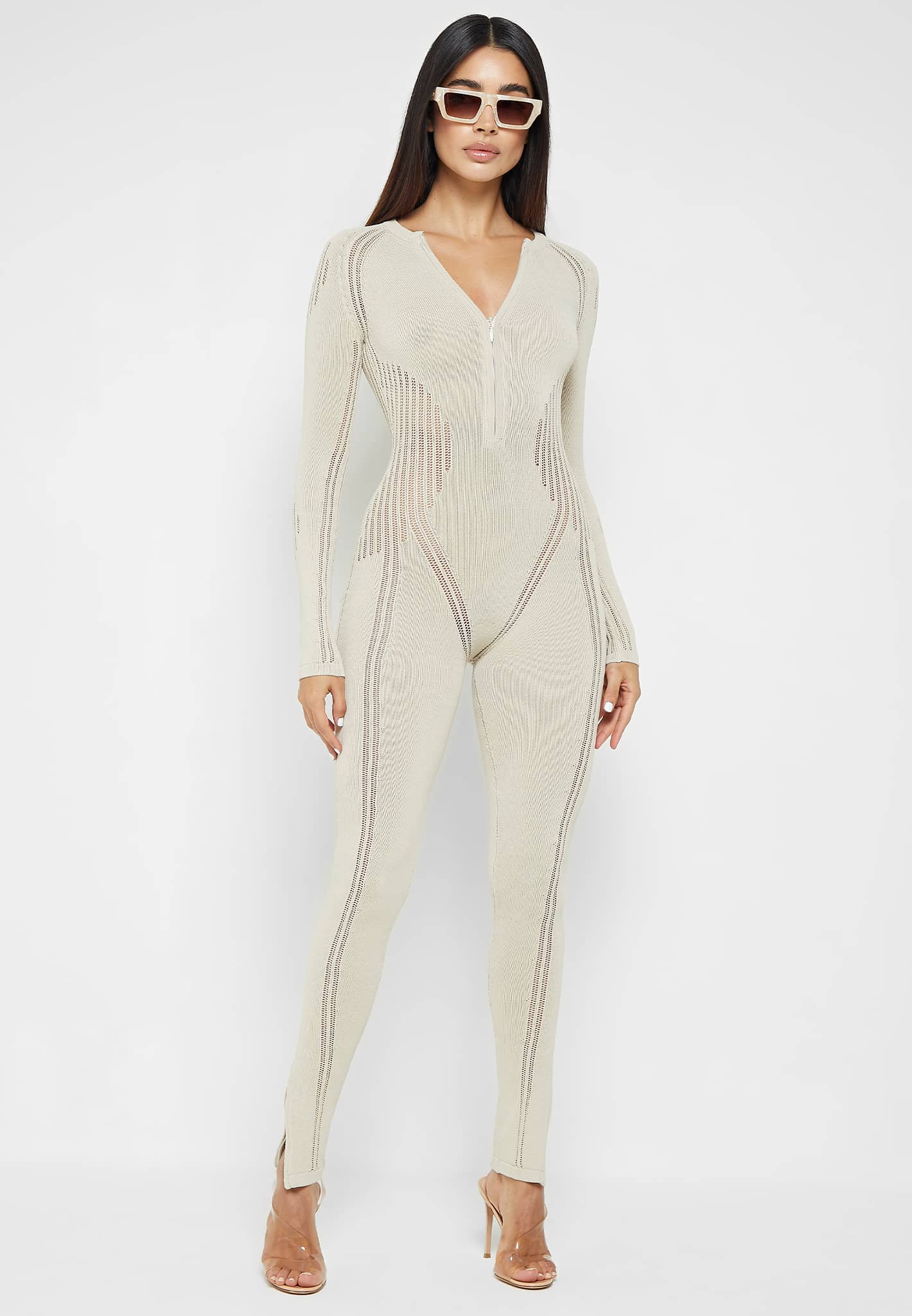 Knitted Contour Jumpsuit Beige Maniere De Voir
