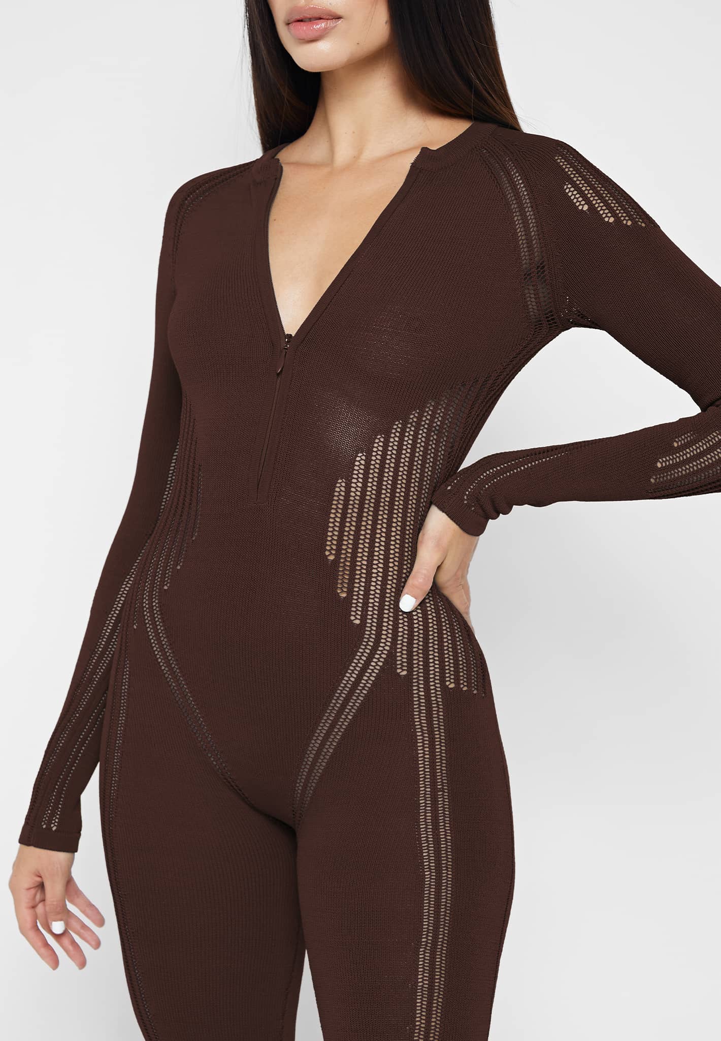knitted-contour-jumpsuit-brown