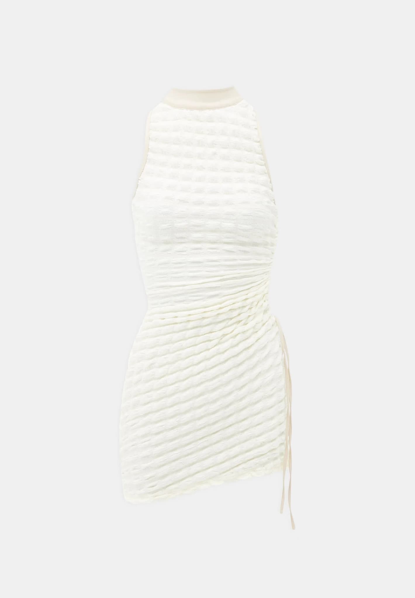 Popcorn Texture Asymmetric Dress Off White Manière De Voir