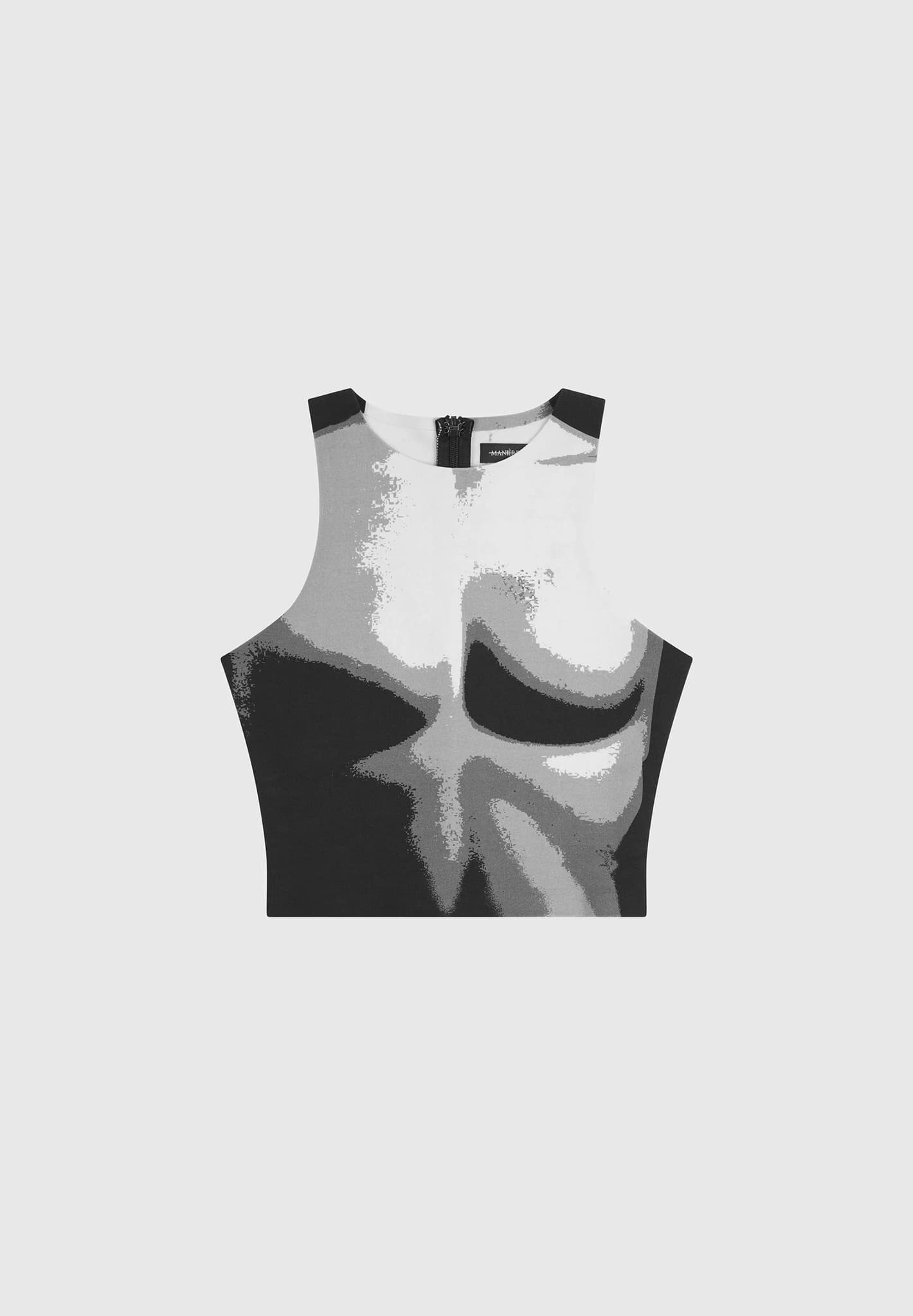 Body Print Racer Top - White/Grey
