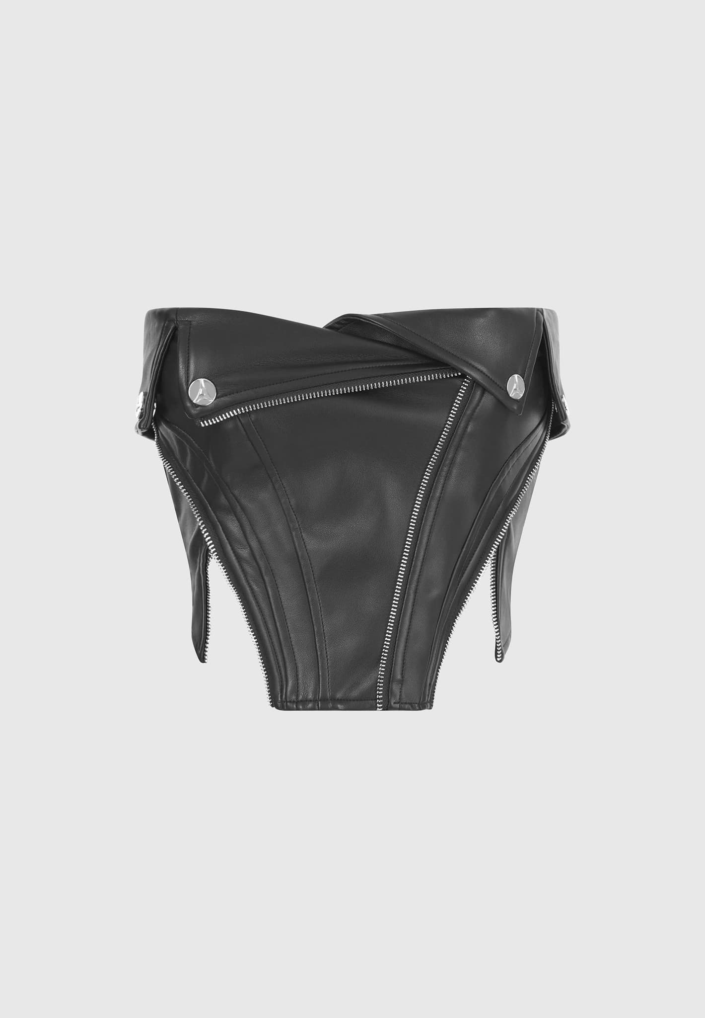 Leather Biker Corset - Black