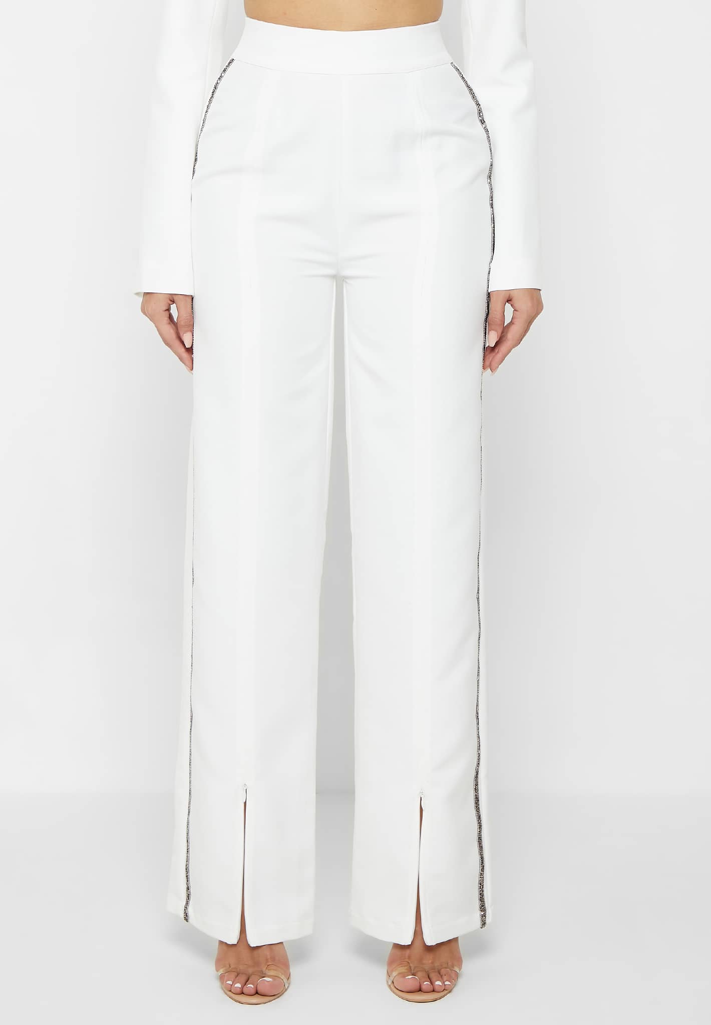 Embellished Trousers - White